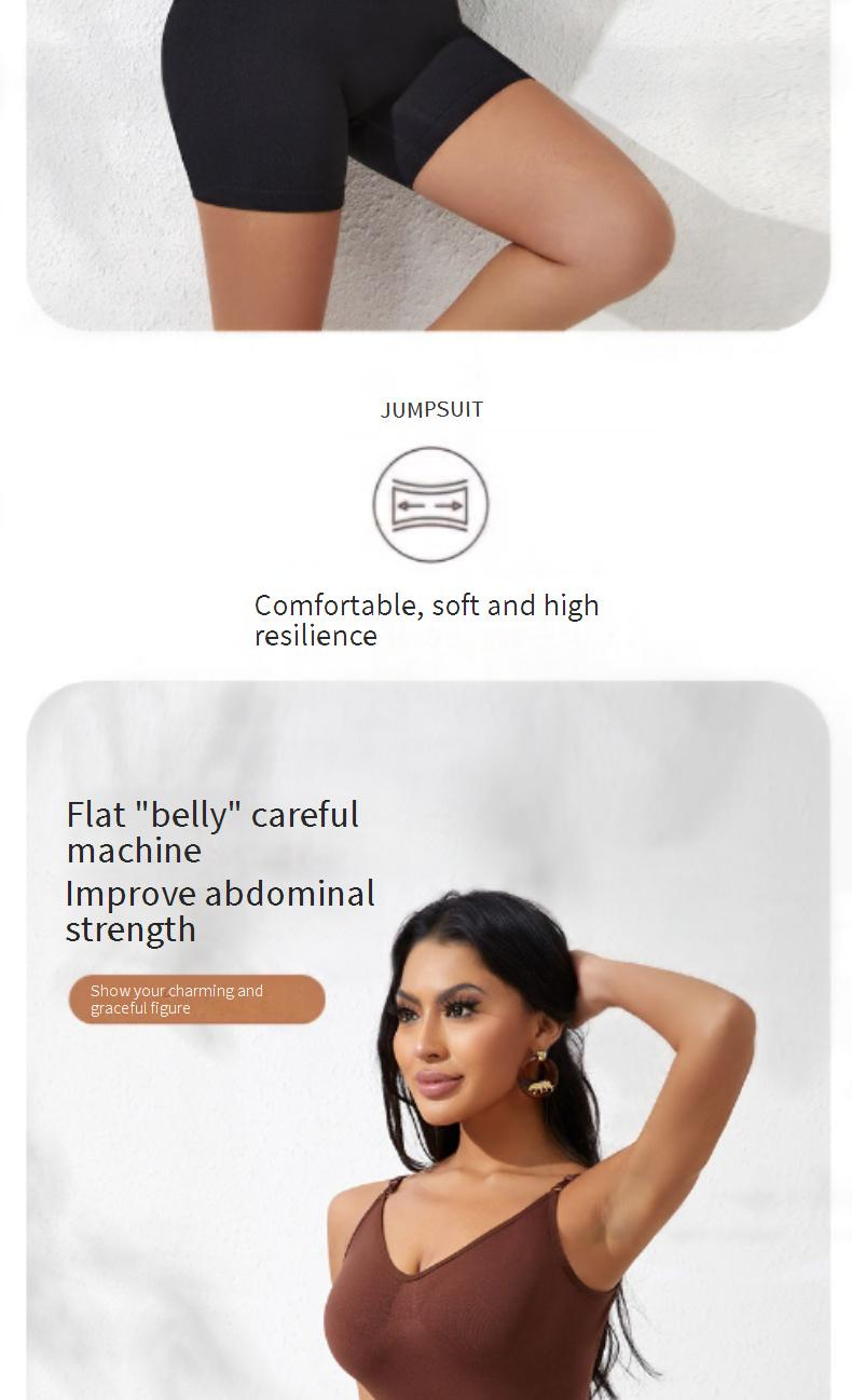 Nahtloser Shapewear-Bodysuit – Bauchkontrolle mit hoher Taille und Po-Lifting, schlankmachender Ganzkörper-Bodysuit mit Riemchen (Übergröße XXXL, Schwarz/Haut/Kaffee)_voghion.com