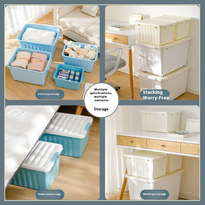 Contenitore portaoggetti in plastica con ruote, contenitore trasparente da 42 litri per vestiti, giocattoli, casa e auto, contenitore multiuso dal design moderno._voghion.com