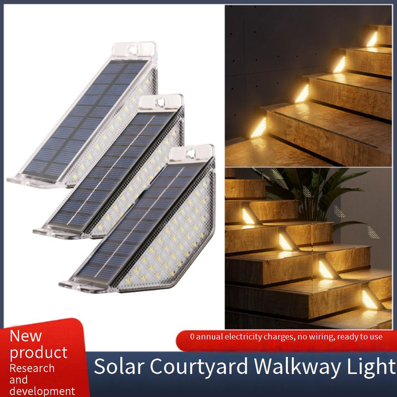 Solar Step Lights Outdoor, Waterproof Motion Sensor Stair Lights, Garden Pathway Lighting With Auto On/Off, 32/64 LED Options (White/Warm Light)_voghion.com