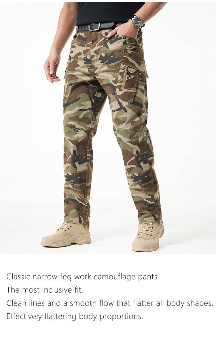 Herren-Overall im Camouflage-Stil im Militärstil mit mehreren Taschen, verschleißfest, für den Außenbereich, Freizeithose_voghion.com