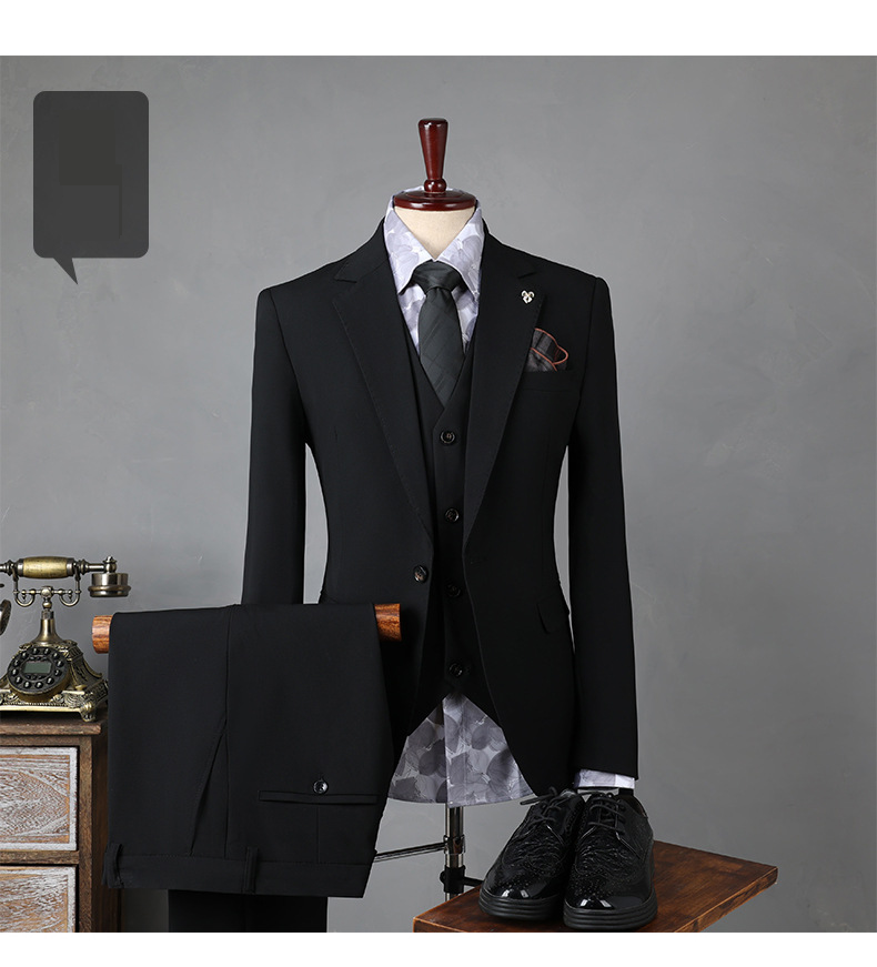 Herrenbekleidung Slim Fit Anzug-Set – Formeller Blazer mit Hose für Hochzeit und Business – Maßgeschneiderter Anzug im britischen Stil für Bräutigam und Büro (Schwarz/Blau/Grau)_voghion.com