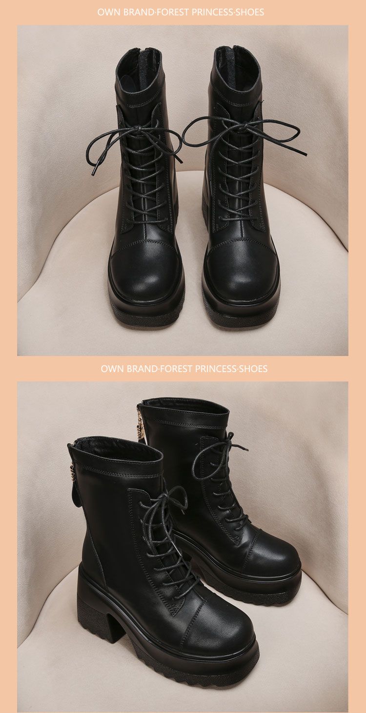 【9.5cm Heel Lift】Women's Faux Fur Martens 25 Winter New Arrival Versatile Thick Soles Mid-Calf Elastic Boots_voghion.com