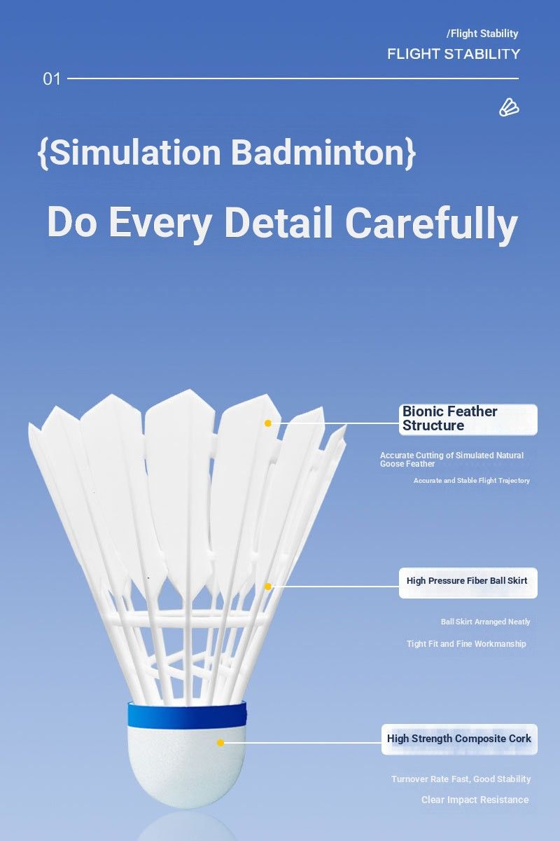 Simulated Nylon Badminton Resistant Windproof Training Outdoor Goose Feather Plastic Resists Stable Flight Genuine Bionic Type_voghion.com