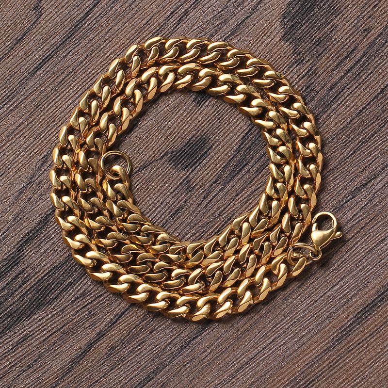Stainless Steel Six-Sided Polished Chain Lobster Clasp 3mm 5mm 7mm 9mm 11mm Cuban Personality Necklace_voghion.com