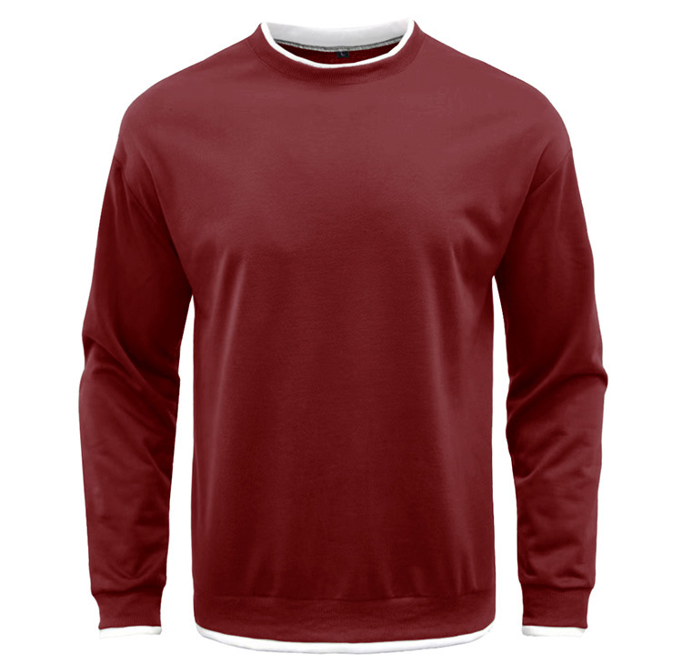 herfst en winter nieuwe herentrui effen kleur ronde hals T-shirt heren dieptepunt herenkleding_voghion.com