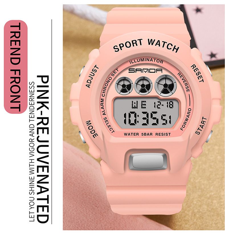 Unisex Digital Watch With LED Backlight, Waterproof & Lightweight Resin Strap For Students & Teens Fashion Trend Electronic Watch Student_voghion.com
