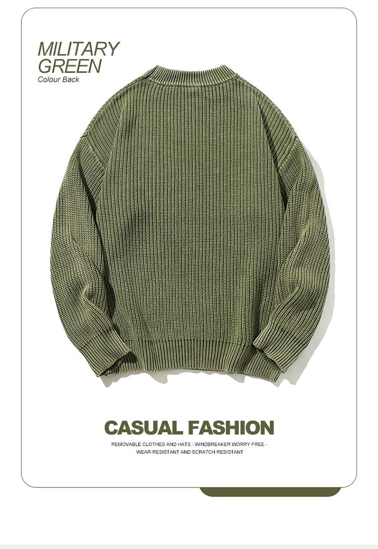 Men’s Japanese-Inspired Oversized Knit Sweater - Minimalist Crewneck In Dark Gray / Coffee / Army Green (M-3XL)_voghion.com