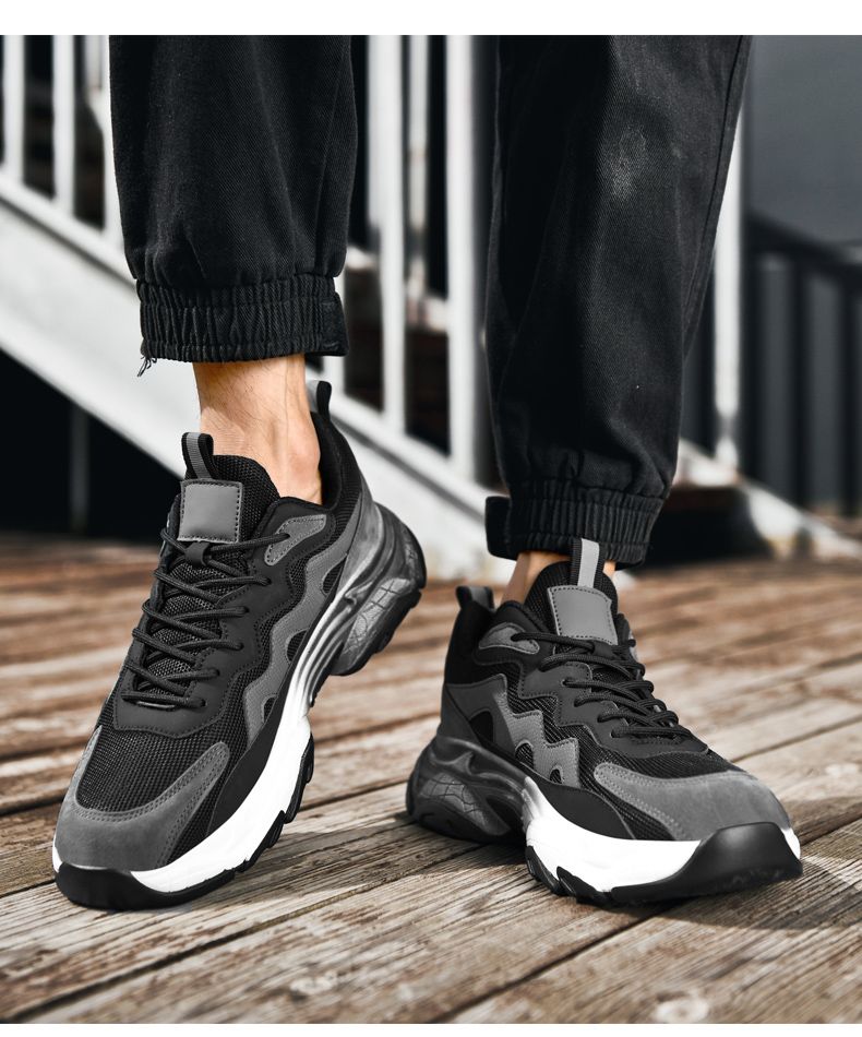 Nieuwe zomerse, ademende hardloopschoenen met zachte zool voor heren, casual, trendy en veelzijdig. Dikke zool, hoogteverhogende schoenen voor papa's._voghion.com