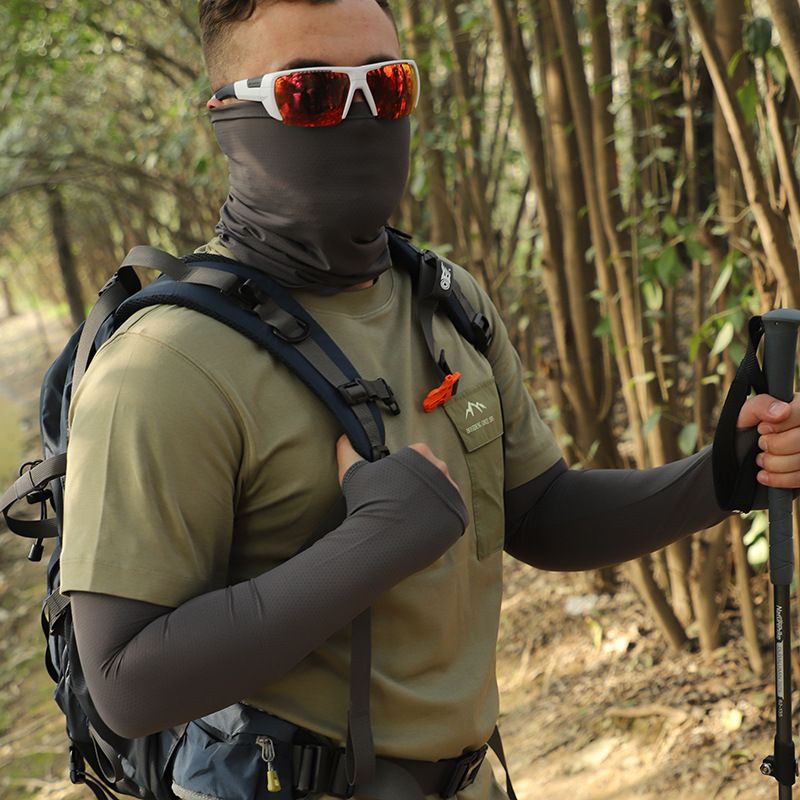 Men's Cooling Sun Mask Set - UPF 50+ Full Face Cover With Neck Protection & Arm Sleeves, Lightweight & Breathable For Cycling_voghion.com