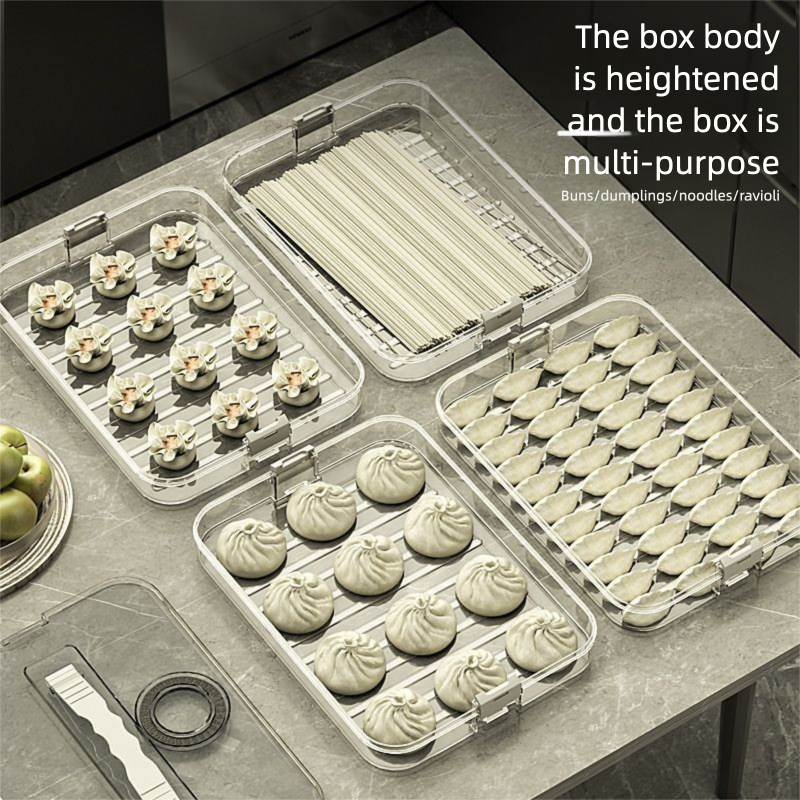 Dumpling Storage Freezer Kitchen Food Grade Timer Quick-Frozen Dumplings Wonton Refrigerator Sealed Fresh-Keeping Box_voghion.com