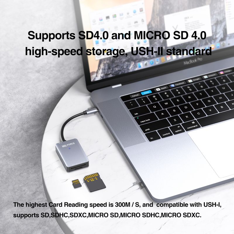 UHS-II ātrgaitas karšu lasītājs, USB C SD 4.0 atmiņas karšu lasītājs, SDXC, SDHC, SD, MMC, Micro SDXC, Micro SD, Micro SDHC kartei_voghion.com
