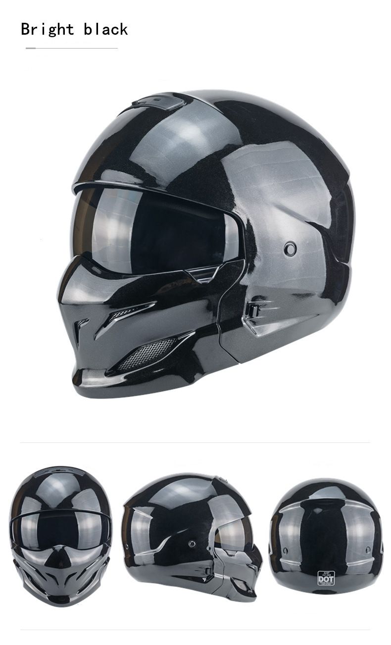 Samurai Black Scorpion Herr Kombinationshelhjälm Four Seasons Mech Battle Damage_voghion.com