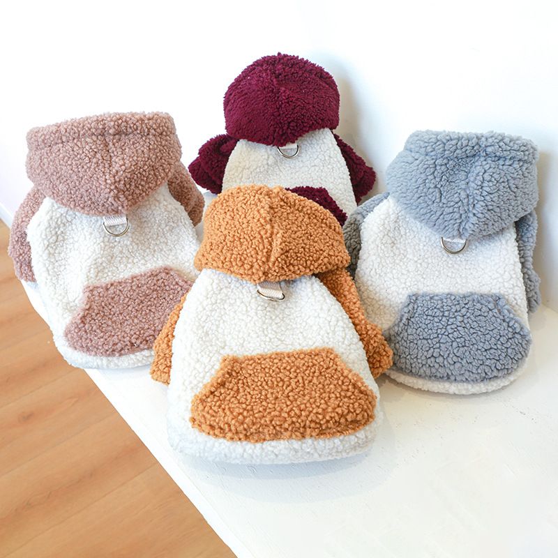 Pet Clothes Autumn and Winter New Warm Fleece Korean Style Sweater Warm Color Cold-resistant Lamb Fleece Traction Sweater_voghion.com