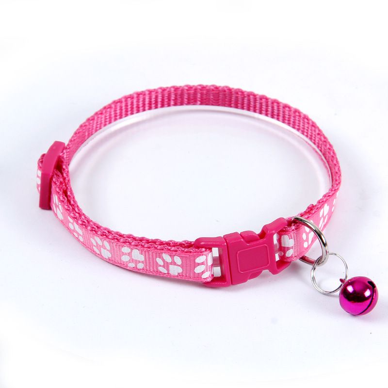 Collare per animali domestici con fascia per collo a forma di orsacchiotto e campana con impronta di piede_voghion.com