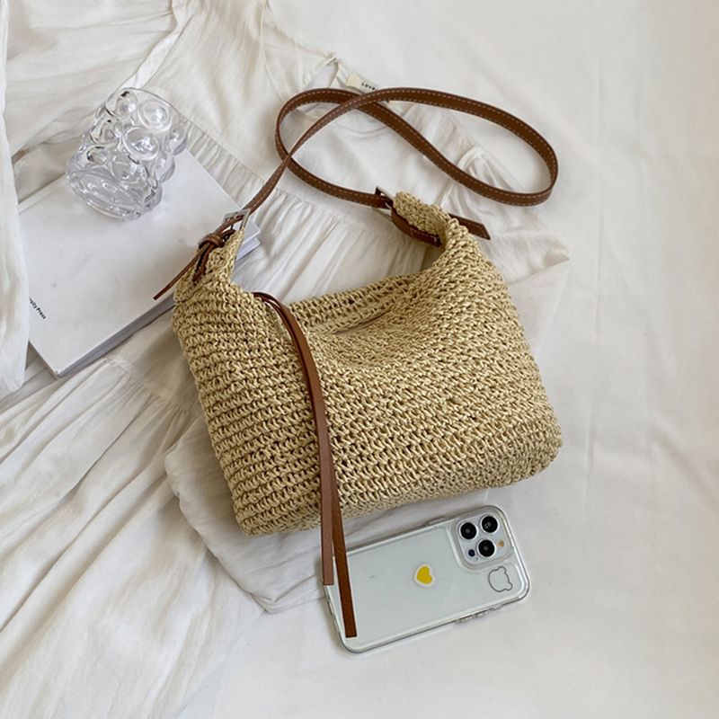 Borsa estiva in paglia intrecciata per donna, spalla, corda di carta rafia, borsa da spiaggia Boho, borsa a tracolla casual a tracolla, borsa da donna_voghion.com