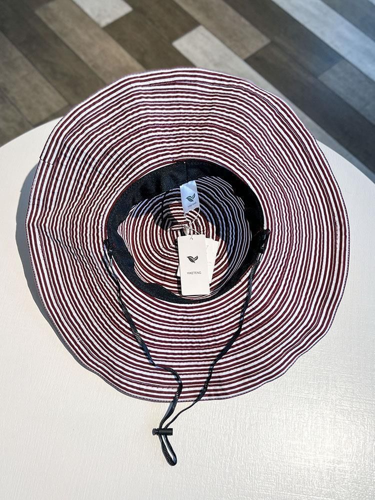 Sommer Neue Gestreifte Mode Breiter Sonnenschirm Urlaub Strand Sonnenschutz Grün frauen Krempe Hut_voghion.com