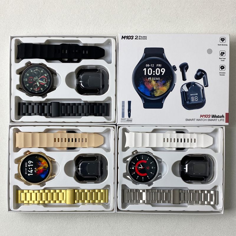 2-in-1 M103 TWS Kopfhörer Air31 Kabelloses Ohrstöpsel-Kombinationsset T55 Geschenkbox Herren-Smartwatch_voghion.com