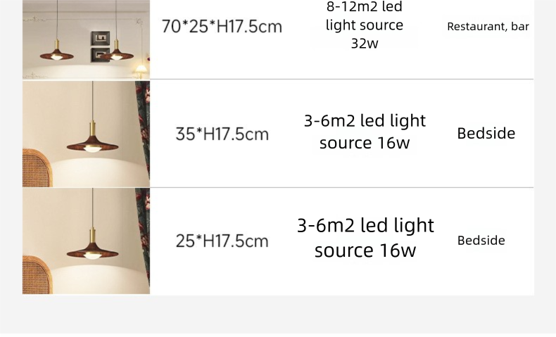 Lampada a sospensione da comodino per camera da letto color noce, stile vintage, per ristorante, sala da tè e caffè, a tre teste, modello UFO, 2025_voghion.com