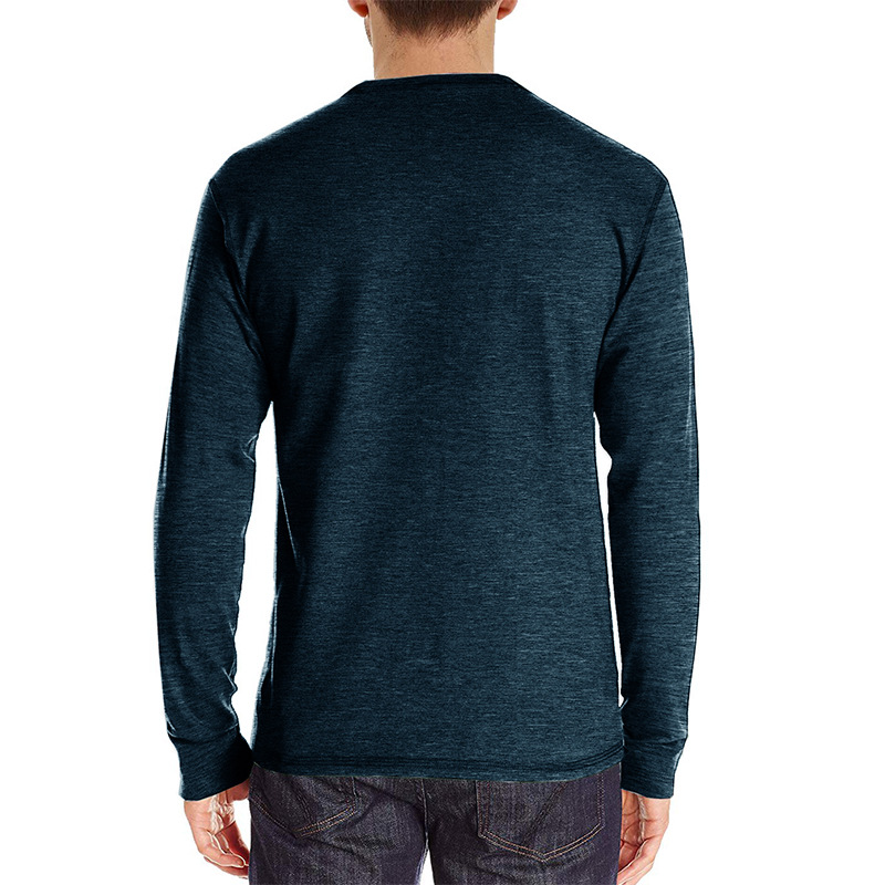 Henley-T-Shirts für Herren mit Knopfleiste, langen Ärmeln und Tasche, entspannte Passform, 100 % schwere Baumwolle_voghion.com