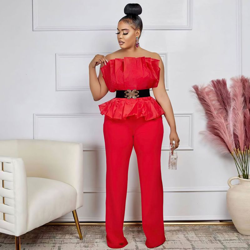Women's Clothing fashion solid color jumpsuit sexy off shoulder leisure suit 3733_voghion.com