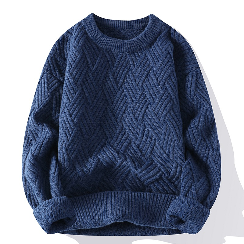 Pull épais pour hommes, vêtements d'automne et d'hiver, nouveau pull épais pour jeunes étudiants, vêtements chauds en tricot simple_voghion.com