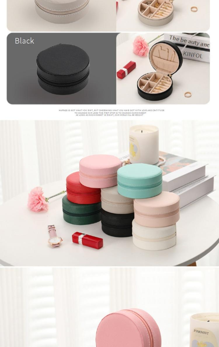 Runde Schmuckschatulle mit Reißverschluss – Reise-Organizer für Ringe, Ohrringe, Halsketten und Armbänder (kompakt, mehrlagige Aufbewahrung, Samtfutter)_voghion.com