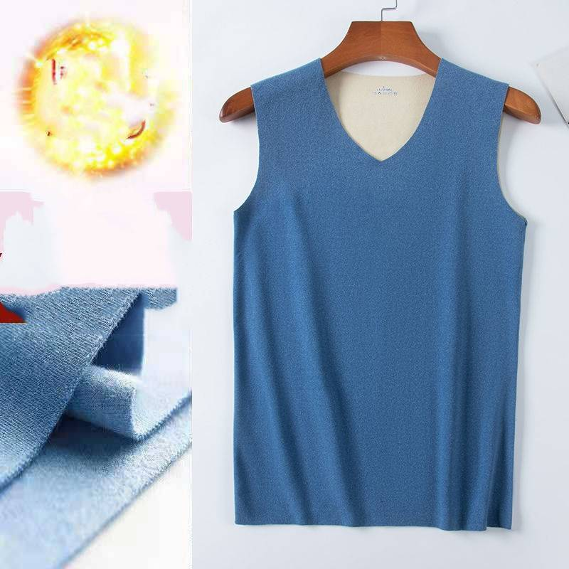 Herren-Thermoweste, schmale Passform, zweifarbig, AB-Seite, nahtlos, mit Fleece gefüttert, Unterhemd, warme Winter-Basisschicht_voghion.com