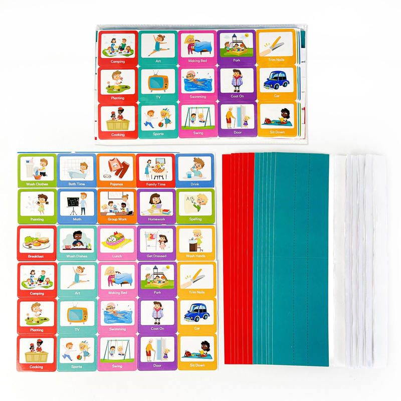 Tabella del tempo visivo per bambini Comunicazione non verbale Ausili visivi Pianificazione del programma Schede giornaliere_voghion.com
