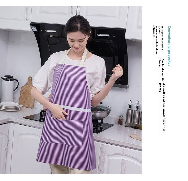 Sleeveless Kitchen Apron – Waterproof, Hand-Wiping Striped Design (Cartoon Print, Adjustable, Lightweight For Cooking & Cleaning)_voghion.com