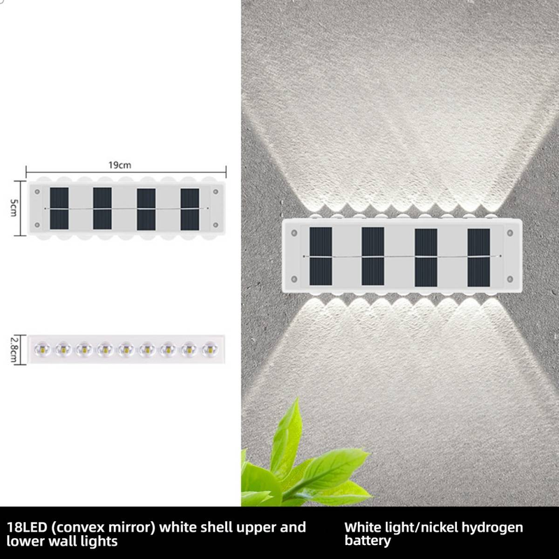 Solar-Wandleuchten für den Außenbereich, wasserdicht, Garten-Villa-Zaunbeleuchtung, LED-solarbetriebene Landschaftsleuchten für Hof, Terrasse, Balkon, Warmweiß/Kaltweiß_voghion.com