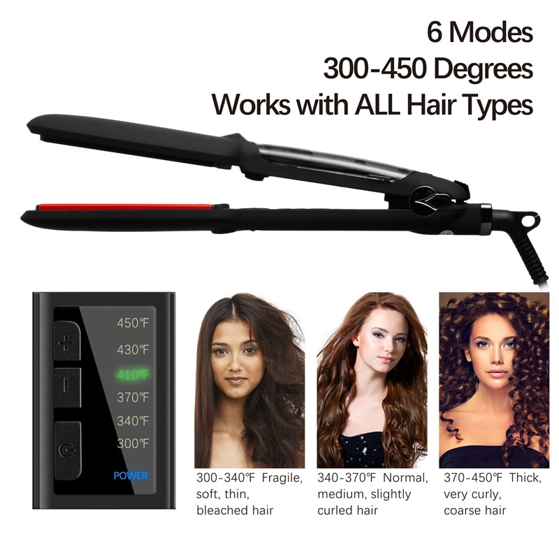 Piastra per capelli professionale a vapore e infrarossi MADAMI con piastre in ceramica e tormalina - Superficie riscaldante da 16-20 mm,_voghion.com