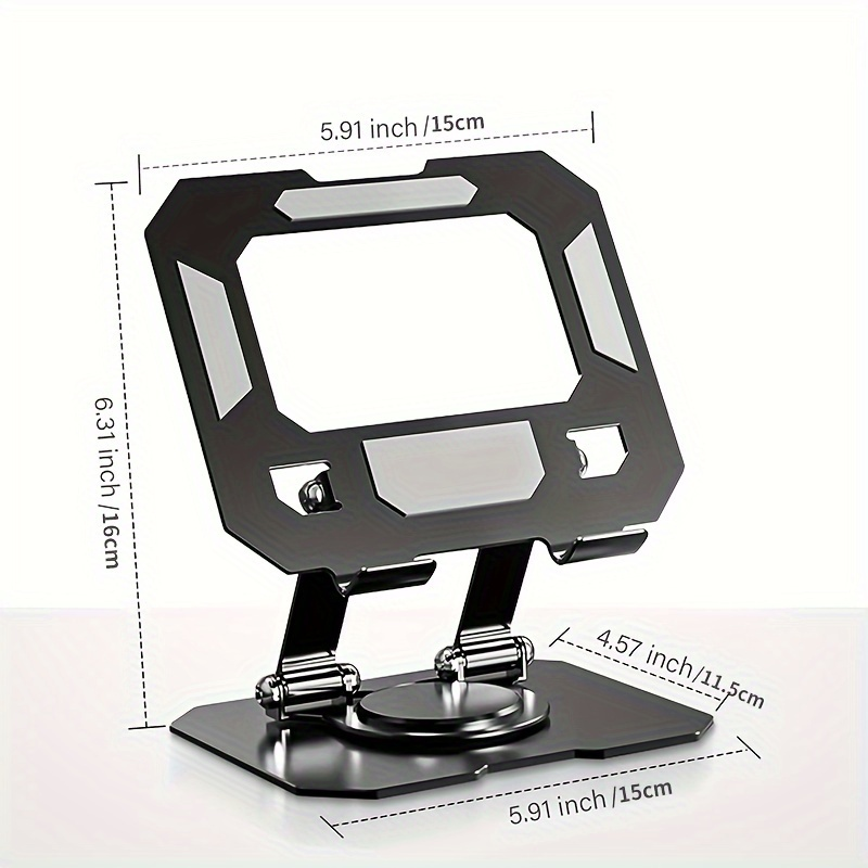 Faltbarer Tablet-Ständer aus Metall mit 360° drehbarer Basis – einstellbare Höhe, Abstand_voghion.com