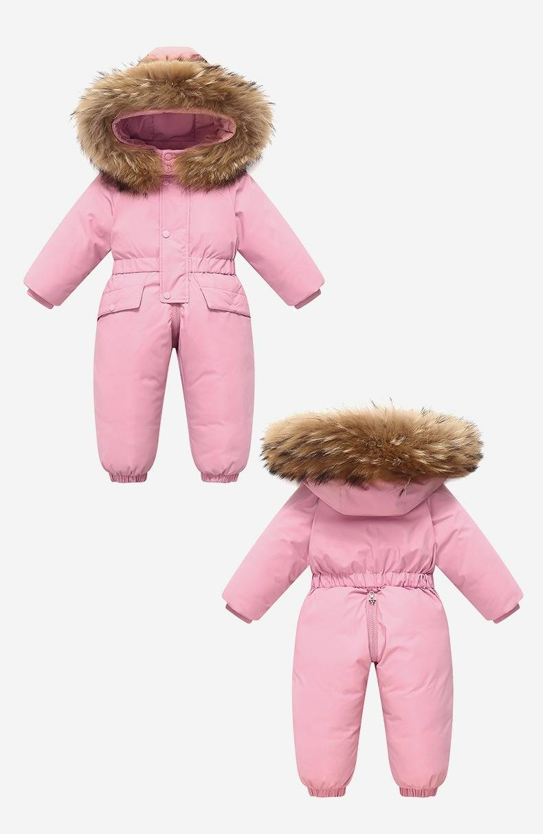 Premium Snowsuit For Toddlers - 85% White Duck Down One-Piece Winter Suit With Detachable Crotch (90-120cm)_voghion.com