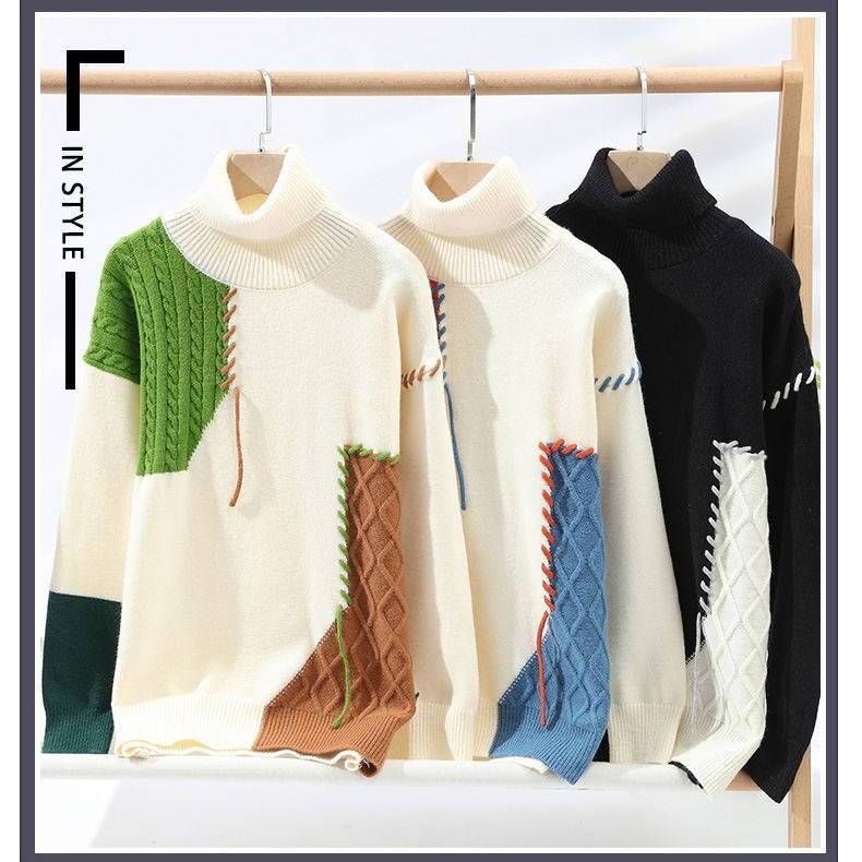 Pull à col roulé oversize pour homme, idéal pour l'hiver. Doux et chaud, en tissu respirant, disponible en plusieurs couleurs et tailles._voghion.com