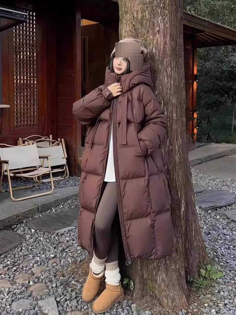 Manteau long matelassé pour femme – Veste d'hiver oversize, mélange de polyester, chaleur épaisse (style élégant et urbain)_voghion.com