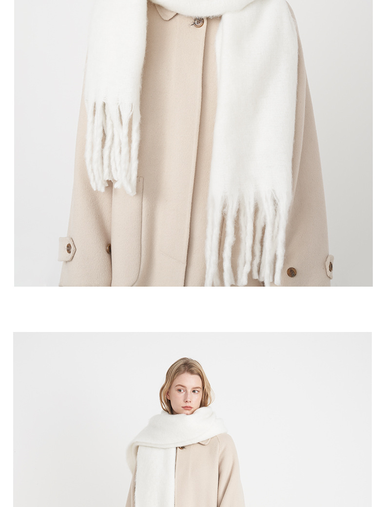 Z Home Corea Versatile Morbida Cerata Tinta Unita Sciarpa Imitazione Cashmere con Nappe Scialle da Donna Inverno Caldo e Spessa_voghion.com