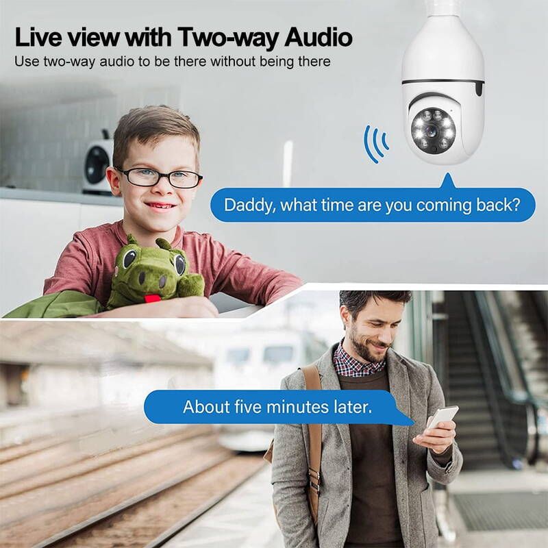 BCOOSS Home Security Wireless WIFI Outdoor Surveillance Camera With Light Bulb 1080 HD Motion Detection 360 Degree Wide Angle_voghion.com