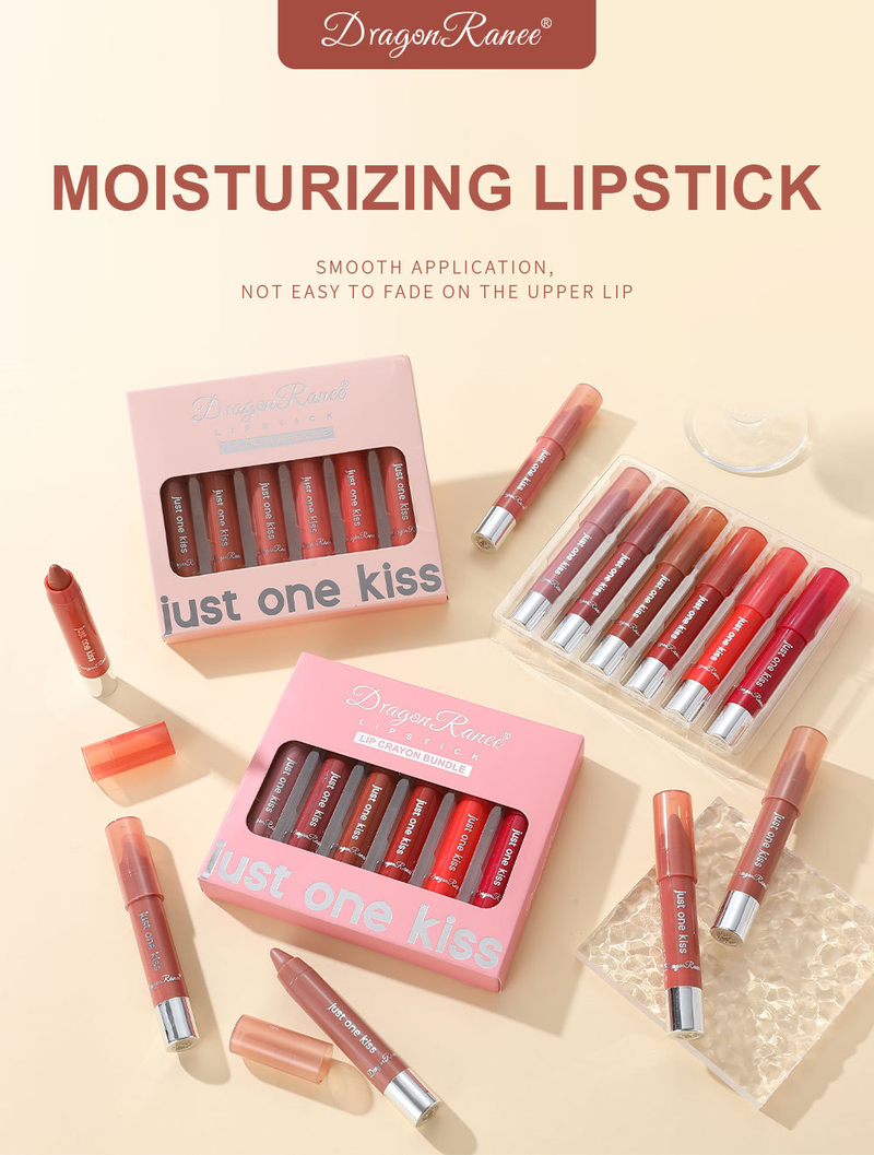 6-Stéck Lippenmake-up Set - Hydratiséierend Lippenstifter, Lippenstifter & Solid Lipgloss, All-in-One Lippenpfleeg & Make-up Kollektioun_voghion.com