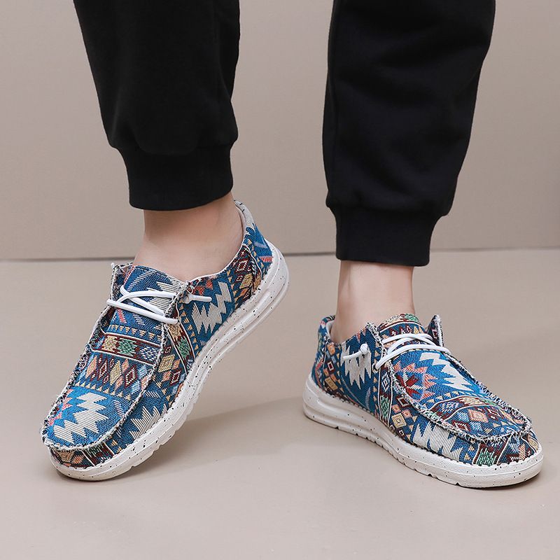 Bohemian style couple canvas casual lightweight loafers, men's and women's cloth shoes, Canvas Loafers_voghion.com