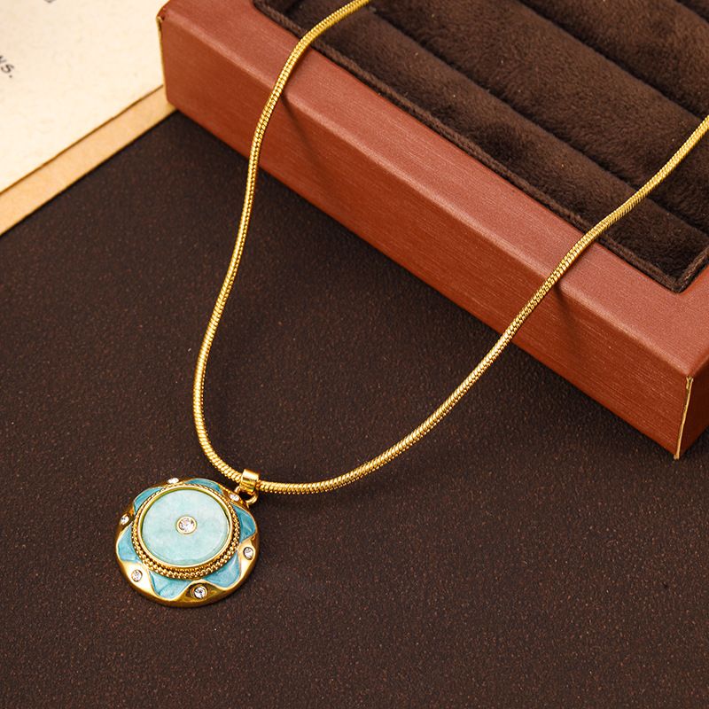 Ciondolo a forma di fiore in smalto, collana a serpente, accessori di lusso leggeri da donna, nuova catena per maglioni, lucchetto, catena in osso_voghion.com