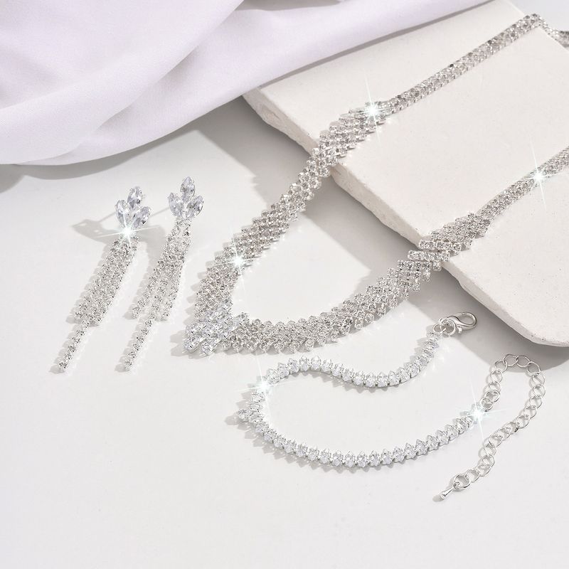 Set di gioielli da donna, moda, vendita calda, gioielli da sposa, squisiti e semplici, collana con clavicola, orecchini, accessori per abito da sposa_voghion.com