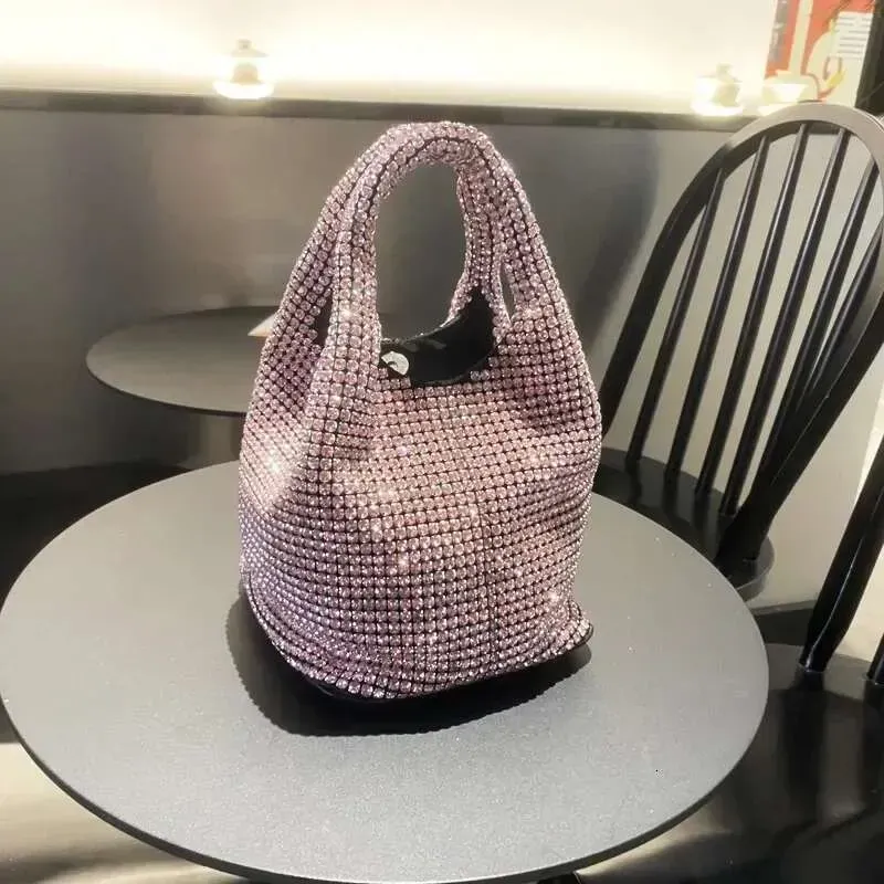 2025 Shiny Crystal Bucket Shoulder Rhinestone Handmade Purses And Handbags Designer Evening Clutch Purse Bag_voghion.com
