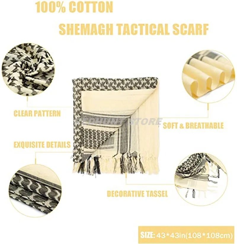 Taktischer Jagdschal Shemagh Tactical Desert Keffiyeh Kopfhalstuch Arabischer Wickelschal Mit Quaste 43 X 43 Zoll_voghion.com