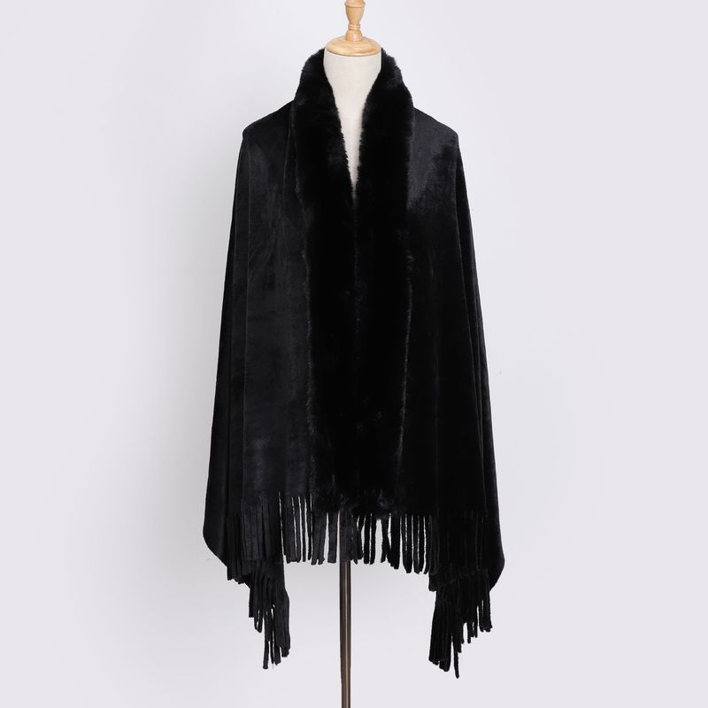 Large shawl scarf with double flanged pile collar fringe_voghion.com