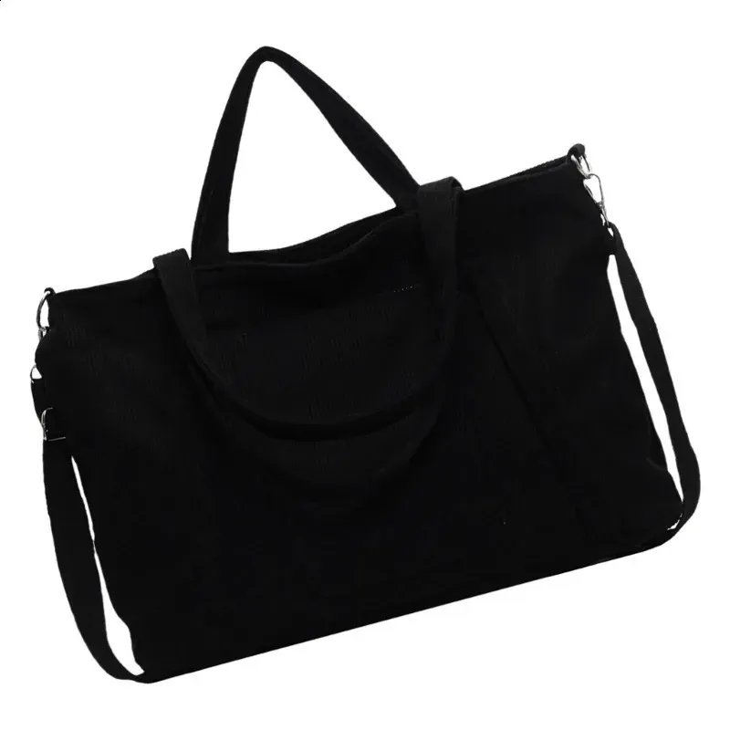 Borsa a tracolla casual da donna, semplice, in velluto a coste, per la scuola 241112_voghion.com