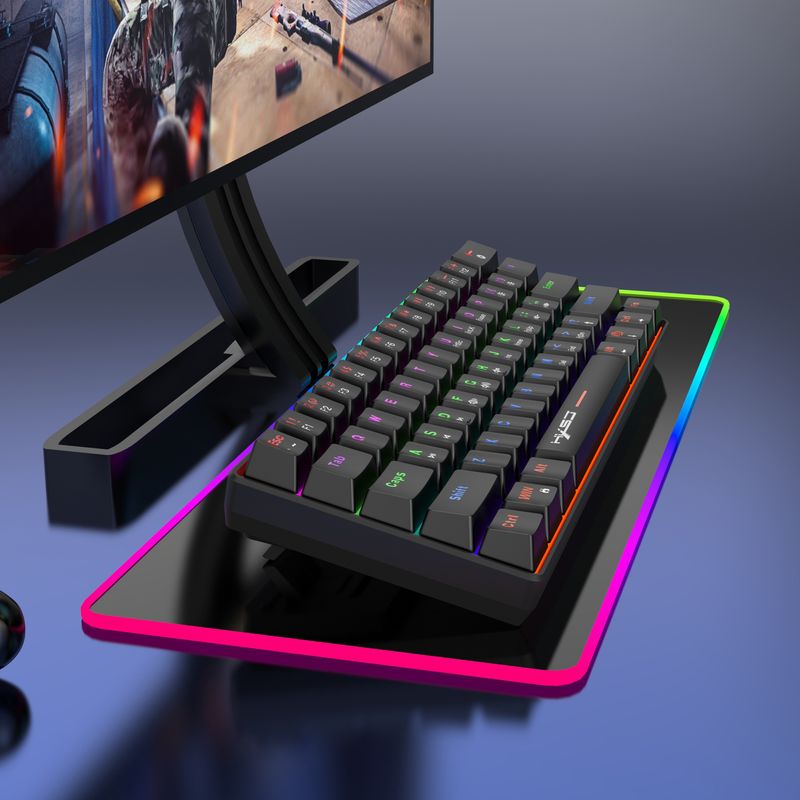 Novo teclado mecânico compacto mini eixo verde 61, sem conflitos de teclas, luz de fundo colorida, mais vendido_voghion.com