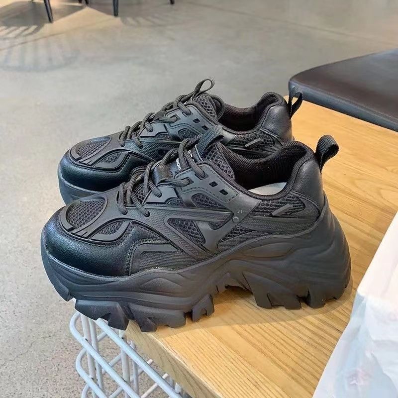 2023 Summer New Thick Sole Breathable Single Lining Matsuke Dad Sports Super High Heels Cat Leg Little White Women's_voghion.com