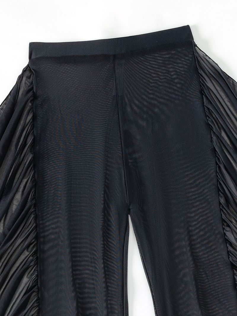 Dameskleding Pure Color Mesh Snel drogende broek Sexy bikini strand cover-up badpak vrouwelijk_voghion.com