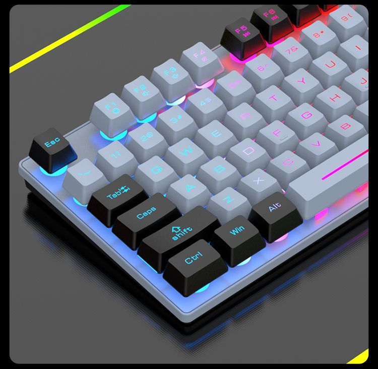 Mechanical Feel Keyboard 87 Keys Gaming Mouse Wired Laptop External Silent Small Membrane_voghion.com