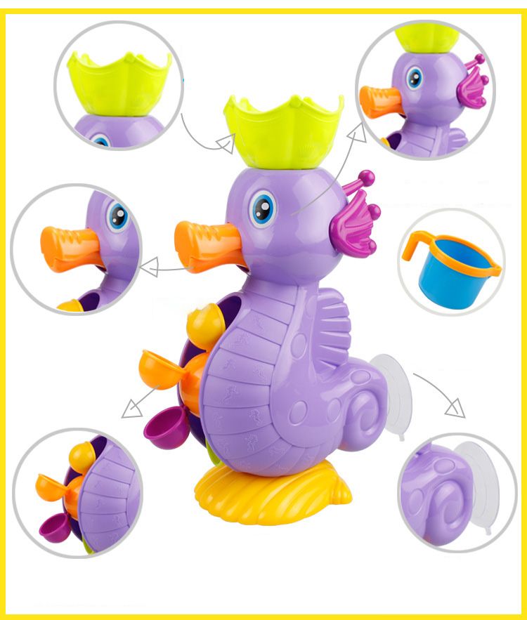 Kids Shower Bath Toys Cute Yellow Duck Waterwheel Toys Baby Faucet Bathing Water Spraying Tool Wheel Type Dabbling Toy_voghion.com